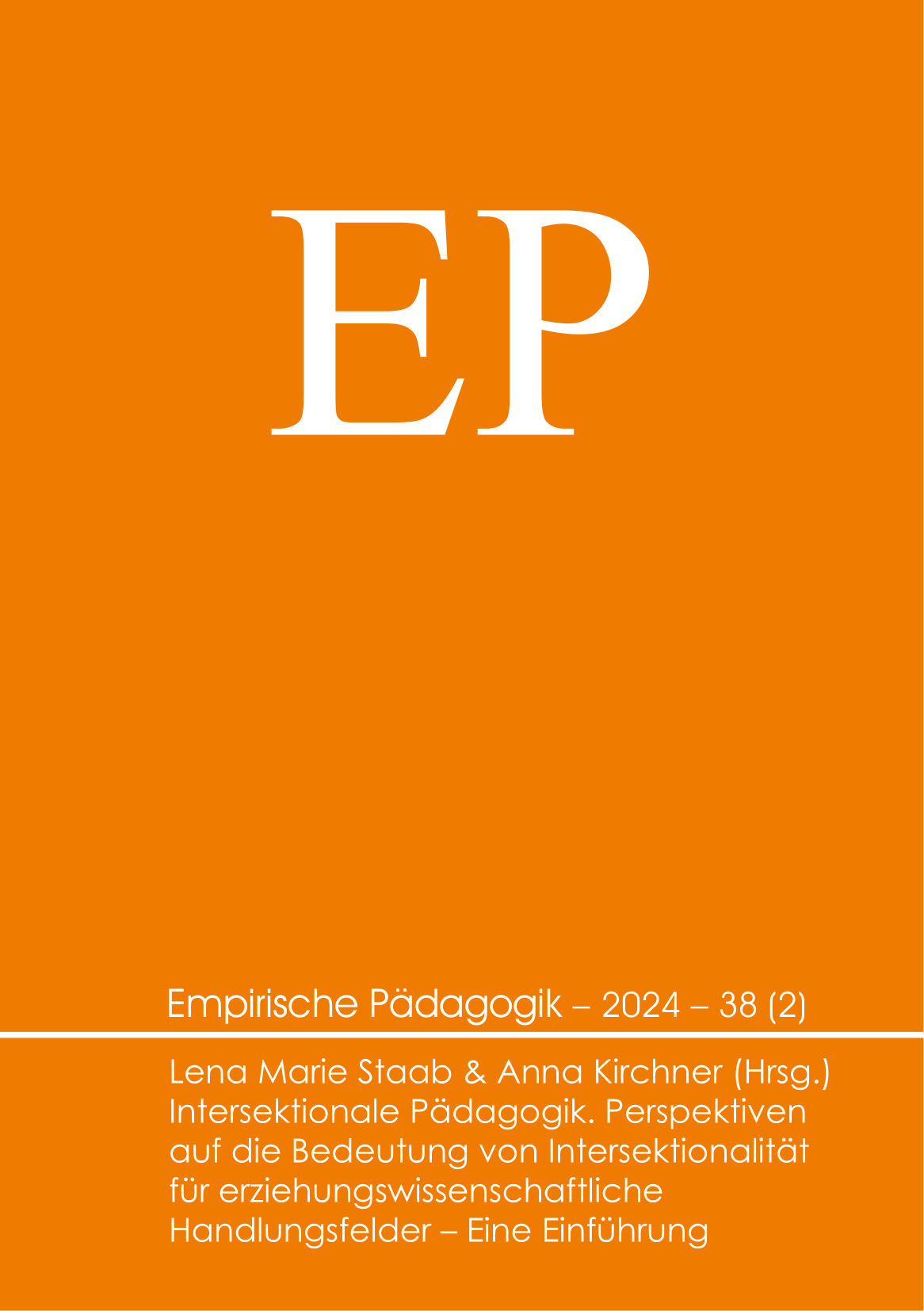 Front Cover EP. Großer Schriftzug EP auf orangen Hintergrund.