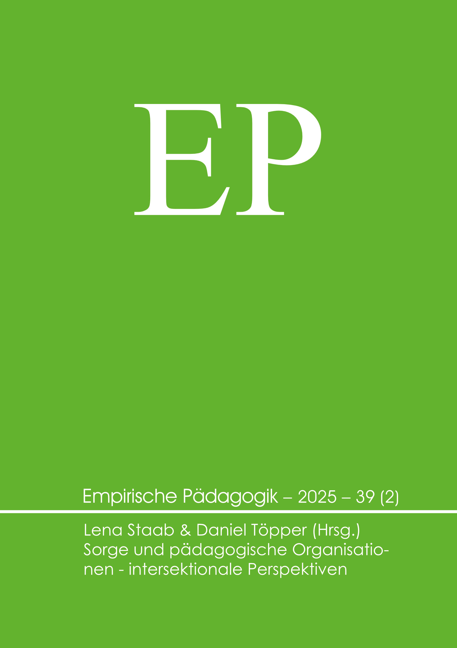 Front Cover EP. Großer Schriftzug EP auf grünem Hintergrund.